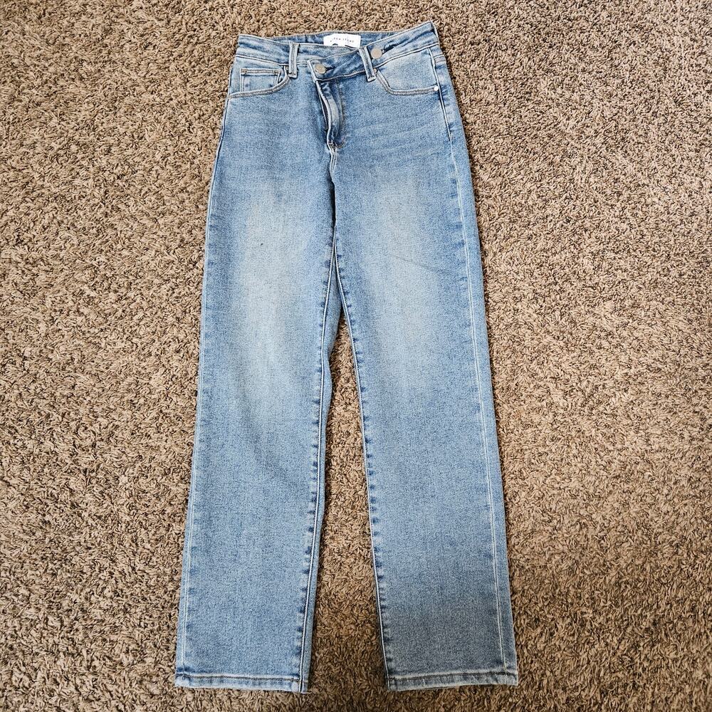 Risen Jeans Dark High Rise Crossover Straight Leg 1/25